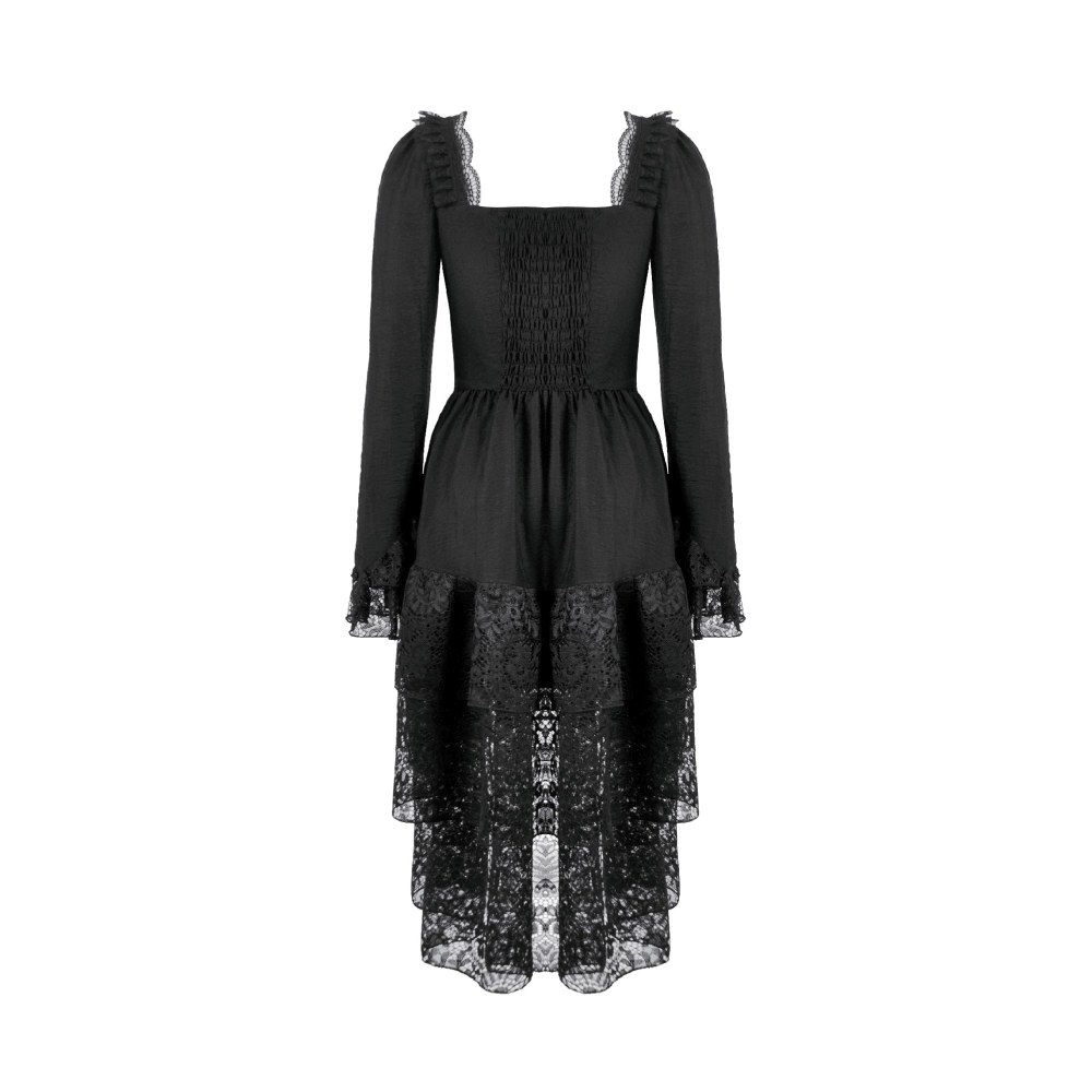 Dark in Love - Romantic Lace HighLow Tiered High low jurk - Zwart